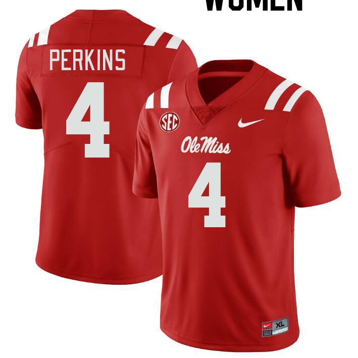 Women #4 Suntarine Perkins Ole Miss Rebels College Football Jerseyes Stitched Sale-Red